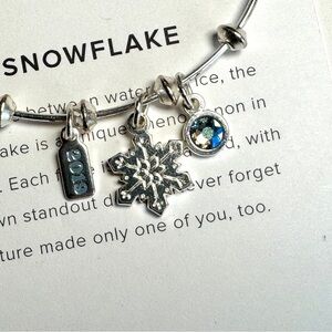 Alex and Ani Silver Snowflake Charm Bangle Bracelet